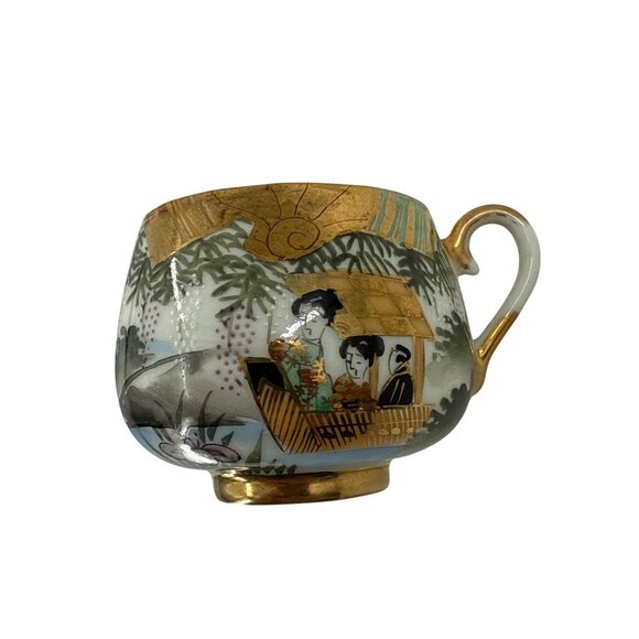 Japanese Satsumi Kutani Porcelain Coffee Tea Set Cream Sugar Hand Painted Gold - Picture 8 of 14